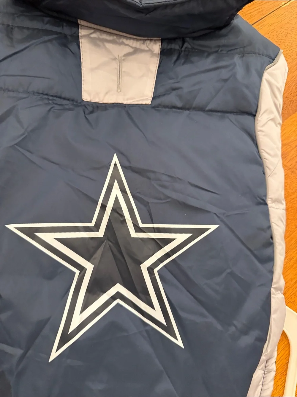 NFL Dallas Cowboys Navy and Gray Pet dog Large Puffer Jacket